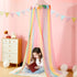 LOAOL Bed Canopy for Kids - Fairy Dream Canopy Bed Curtains with Rainbow Color Hanging Net, Pink Round Dome