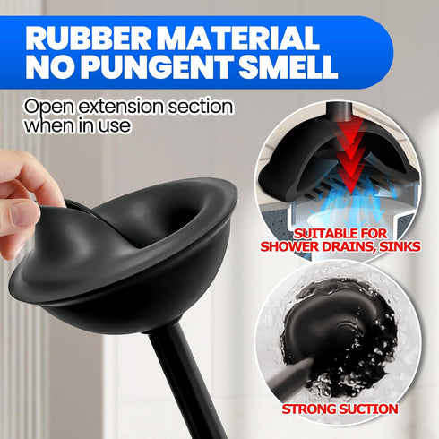 Denvlex 4-Piece Set, Set,Bathroom Combo,Black20inch Toilet Brush and Plunger Extended Handle Plunger,Toilet Bowl Brush