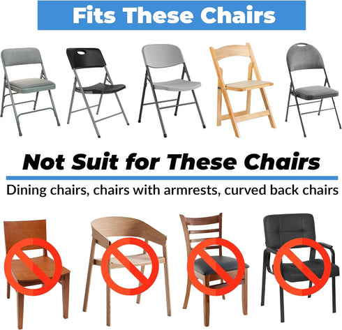 6 PCS White Spandex Folding Chair Covers, Upgraded Universal Fitted Chair Slipcovers Protector for Wedding, Banquet