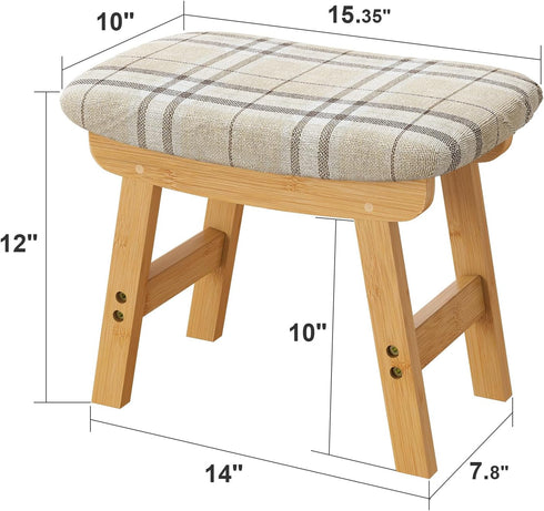 viewcare Foot Stools Ottoman, Small Soft Footrest Ottoman with Wood Legs, Sofa Footrest Extra Seating for Living Room