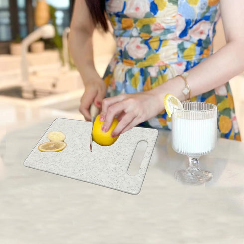 2 Pcs Cutting Board for Kitchen Small Mini Plastic Granite Color Cutting Board Dishwasher Safe Cutting Boards for Food Prep, Fruits, Vegetables with Easy Grip (6" x 10",White) by LIGHUFEIC