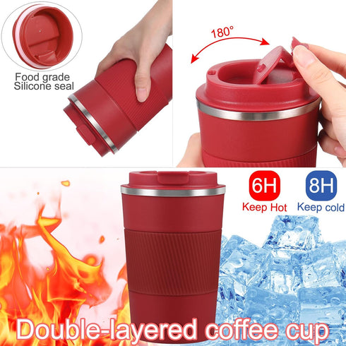 6 12 oz Foaincore Pcs Travel Coffee Mug with Lid Leakproof Coffee Tumbler Bulk Insulated Cup Stainless Steel Mug