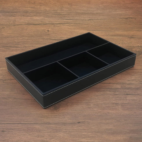 Desktop Storage Organizer, Nightstand or Dresser Valet Tray, PU Leather Drawer Storage Box