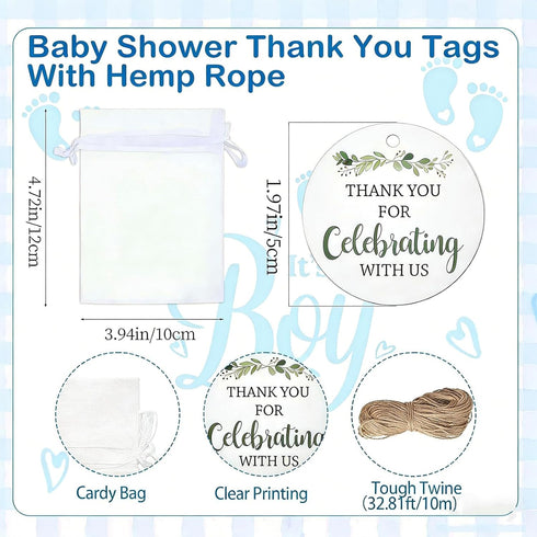 MEPIG 50 Set 50 Baby Shower Favors for Guests, It's a Boy Shot Glasses with Bottle Opener Keychains Floral Thank You