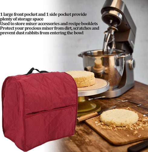 Stand Mixer Dustproof Cover with Organizer Bag, Kitchen Appliance Dust Cover for KitchenAid Mixer, Red.