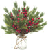 Grunyia 10 Pcs Artificial Pine Cone Picks and Red Berry Mini Artificial Pine