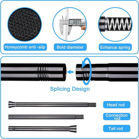 Tension Curtain Rod, Adjustable Spring Curtain Rod, Non Slip for Windows 28 to 48 Inch