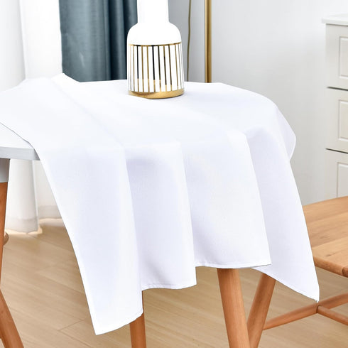 36x36 Inch Small Square Tablecloth Washable Polyester Side Table Cloth Solid White Heavy Duty End Table Cover