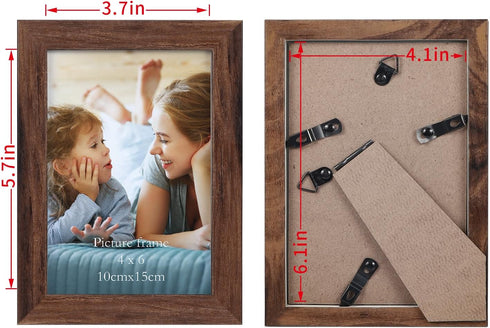 4x6 Set 12 4x 6 4 x6 EYMPEU Picture Frames Rustic Brown Walnut Wood Color of Multi Display Wooden Photo Frames Bulk