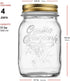 Bormioli Rocco Quattro Stagioni Set of 4 Clear Airtight Mason Jars, 17 Oz, Made in Italy