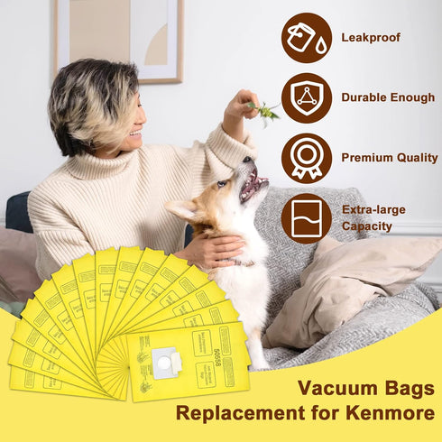 Vacuum Cleaner Bags Replacement for Kenmore Canister Type C/Q 5055, 50557, 50558 and Panasonic Type C-5 Vacuums, 12