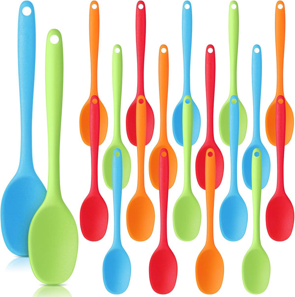 Rtteri 20 Pieces Mixing Spoons, Silicone Nonstick Cooking Spoons, High Heat Resistant for Baking and Stirring