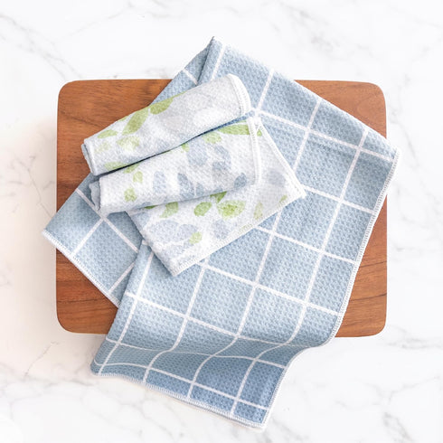 Set, Set 4 ELYN Microfiber Kitchen Dish Towel Quick-Dry & Absorbent Waffle Weave Cleaning Towels, of Kitchen Towels