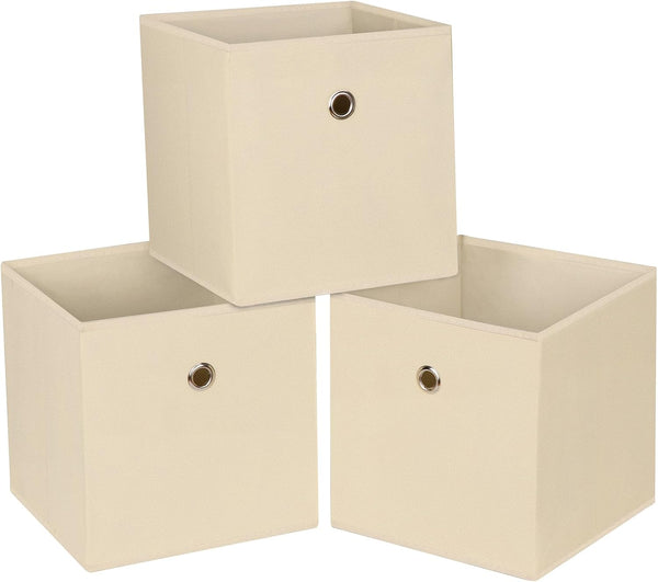 Foldable Storage Cubes Bins, 11 Inch Cloth Storage Box, Fabric Organizer Baskets with Dual Handles, Set of 3
