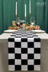 Table Runner Black and White Checkerboard Racing Theme, 12 x 72 Inches for Anniversary, Dinner Parties, and Outdoor