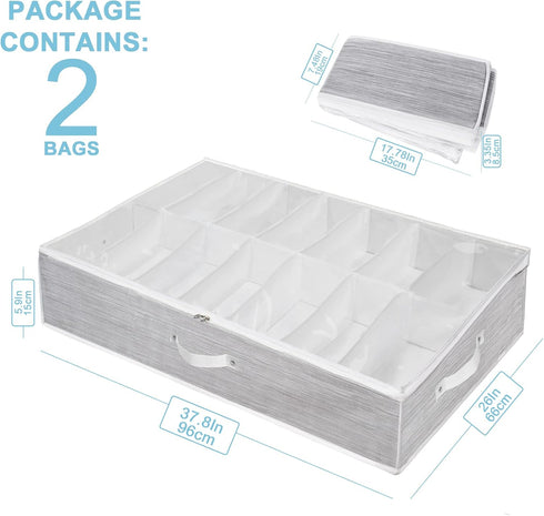 Shoe Organizer Under Bed, Underbed Storage Boxes Bins, Extra Large Zapateras Organizer for Closet, Men Women Kids