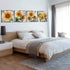 Sunflower Wall Art Bathroom Decor - Rustic Kitchen Yellow Flower Canvas Prints, 12x12" 4Pcs