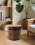 CHEFAN Fruit Storage Stool Ottoman,Tree Stump Stool, Cute Folding Storage Toy Box, Collapsible Seat Chest, Wood Stump