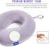 Travel Pillow Memory Foam for Airplanes - Neck Pillow for Traveling with Attachable Snap Strap (Gray Purple)