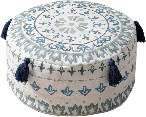 D45xH20cm MOCOFO Round Unstuffed Pouf Cover Scandinavian Simplicity Geometric Print Floor Cushion - Washable Ottoman