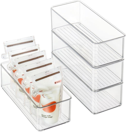 4 PACK Heyuzb Freezer Organizer Bins Clear Stackable Storage Bins for Fridge Organization and Storage