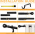 Curtain Rods for Windows 48 to 84, 1 Inch Black Heavy Duty Drapery Rod Set with Adjustable Ball Finials