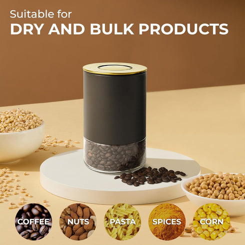 Kaffe Glass Coffee Canister (8oz) with Airtight Lid, BPA Free Glass & Stainless Steel Kitchen Storage Container