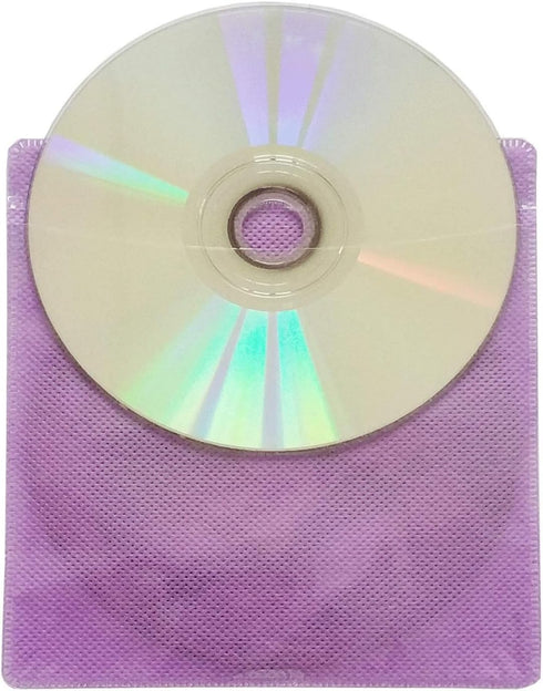 CD/DVD/BluRay Sleeves, Double-Sided Refill Plastic Sleeve for Storage Binders, 100 Pack (Purple)
