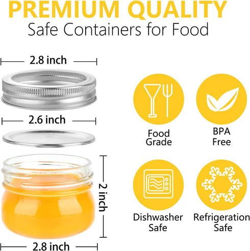 UrSpeedtekLive 40 Pack 4 oz Mason Jars with Regular Lids and Bands, Small Canning Jars, Mini Glass Jars for Honey Jelly