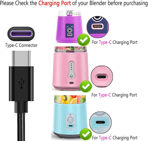 Portable Blender Charger Cord - USB Charging Cable Compatible with PopBabies, Supkitdin, Aoozi, OBERLY Personal Blenders