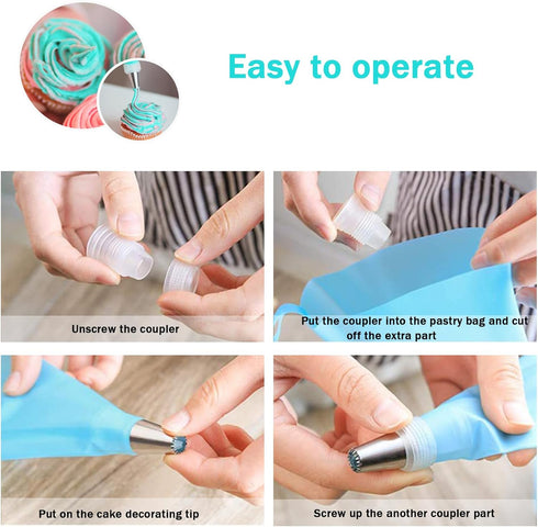 Piping Bags Pastry Bag Set - 100PCS Disposable Cake Decorating Bags with 14 Frosting Tips and 2 Couplers