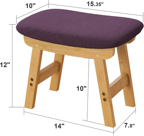 viewcare Pruple Foot Stools Ottoman, Purple Small Soft Footrest Ottoman with Wood Legs, Sofa Footrest Extra Seating