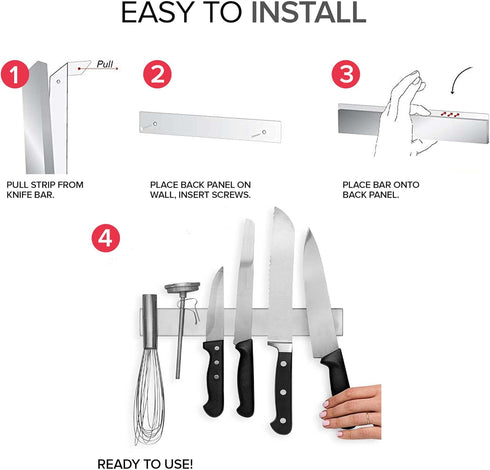 Modern Innovations 12 Inch Stainless Steel Magnetic Knife Bar, Multipurpose Knife Holder, Kitchen Utensil Organizer