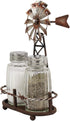 Ebros 6.5" Tall Rustic Country Farm Windmill Salt And Pepper Shakers Holder Display Stand Set in Aged Bronze Finish