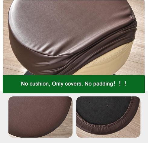 Set 6, 12-15 Inch FUANGUI Bar Stool Covers Round of Waterproof PU Bar Stool Seat Covers with Elastic Bands,Bar Stool