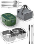 Electric Lunch Box for Adults, 80 W Fast Heating Portable Food Warmer with 2 Stainless Steel Containers