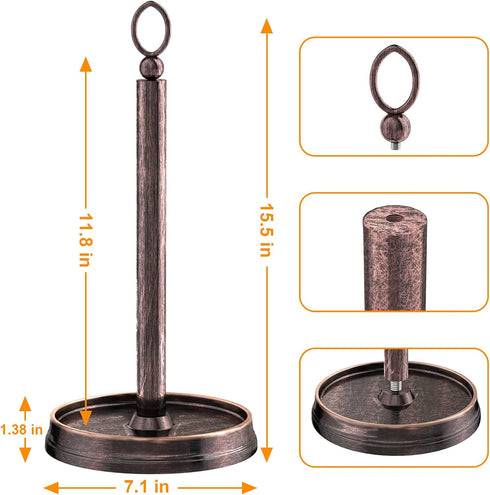 Paper towel holder (heavy weighted base)Steel Paper towel holder countertop,Paper towel holder stand for Kitchen Countertops, Bars & Dining Tables,Fits Standard & Jumbo Rolls,oil rubbed bronze by Kasunto