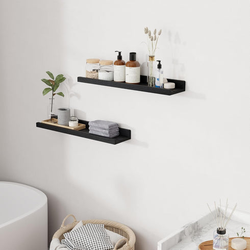 24 inch Set 2, RICHFOCUS Floating Shelves for Wall, Solid Wood Picture Ledge Shelf for Wall Storage, Nursery Book