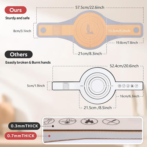 Folksy Super Kitchen 2 Pcs Extra Wider Silicone Bread Sling for Dutch Oven,Non-Stick Silicone Bread Baking Mat for Sourdough,Silicon Dough Lifter Liner with Longer Handles (22.6 * 8.3 Brown,Gray)… by Folksy Super Kitchen