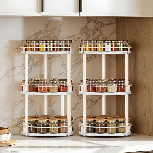 Set 2 3-Tier Countertop, SR23L2WW YATINEY Spice Rack, of Lazy Susan Organizer, Turntable Organizer For Cabinet, Compact