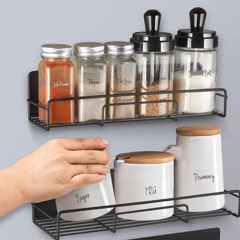 268 Clear Seasoning Jar Labels, Preprinted Kitchen Pantry Organization Labels, Waterproof Black White Script Sticker