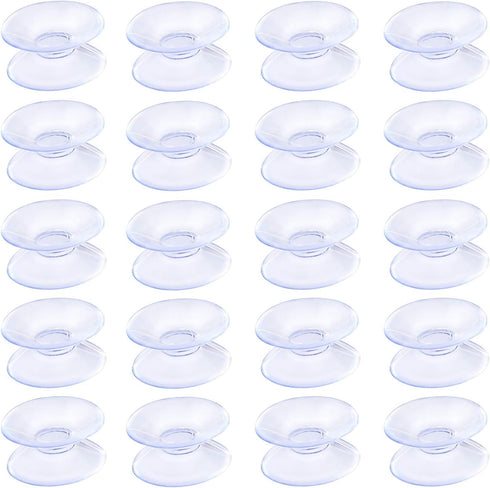 Pawfly 20 Pack Double Sided Suction Cups - 0.8 Inch Clear PVC Plastic for Glass Table Mirror