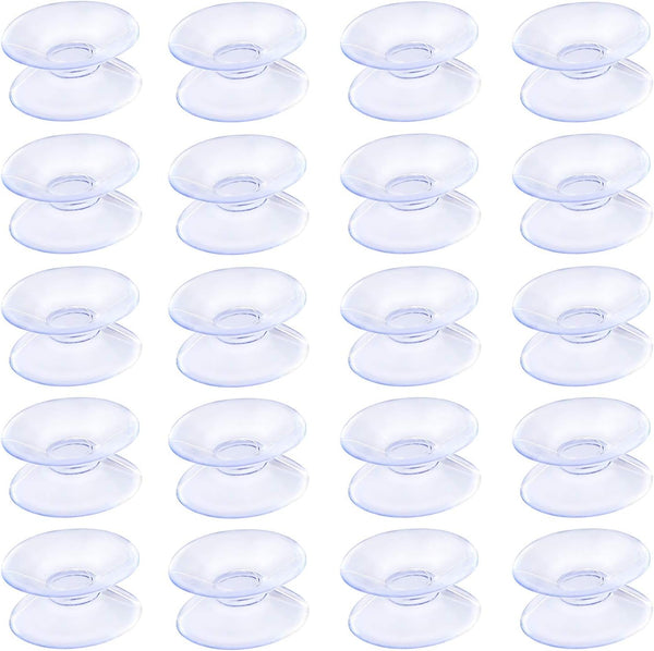 Pawfly 20 Pack Double Sided Suction Cups - 0.8 Inch Clear PVC Plastic for Glass Table Mirror