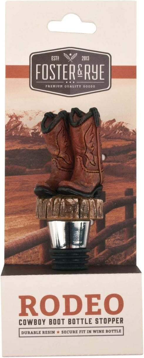 Foster & Rye Cowboy Boot Bottle Stopper, Rustic Topper for Whiskey, Bourbon, Wine, Great Gift for Men & Women, Set of 1