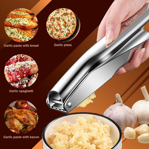 Premium Garlic Crusher in Stainless Steel - Effortless, Leak-Proof, and Dishwasher Safe!