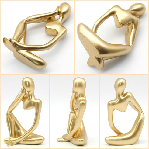 inheming Gold Thinker Statue Decor, Modern Abstract Art Sculpture, Thinker Figurines Collectible Accents Decoration
