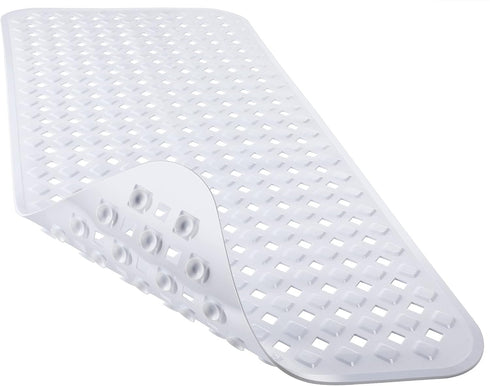 Yimobra Non Slip Bath Mat, 34.5"x15.5" Long Tub Mat with Suction Cups, Machine Washable, White