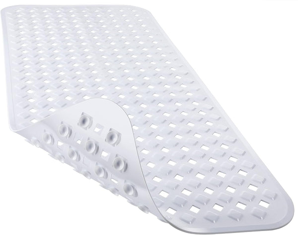 Yimobra Non Slip Bath Mat, 34.5"x15.5" Long Tub Mat with Suction Cups, Machine Washable, White