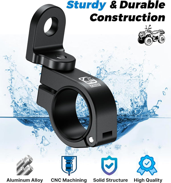 ATV Whip Light Mount, Sturdy Aluminum Alloy Whip Flag Mount, 360° Rotating Adjustable Light Bar Mount for ATV UTV Motorcycle 0.875"/1"/1.125"/1.26"/1.375" Handlebar Roll Bar (1 PC, Black)