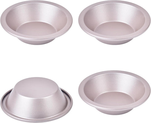 5-Inch Mini Pie Pan Set, Non-Stick Round Bakeware for Oven and Instant Pot, 4-Piece (Champagne Gold)